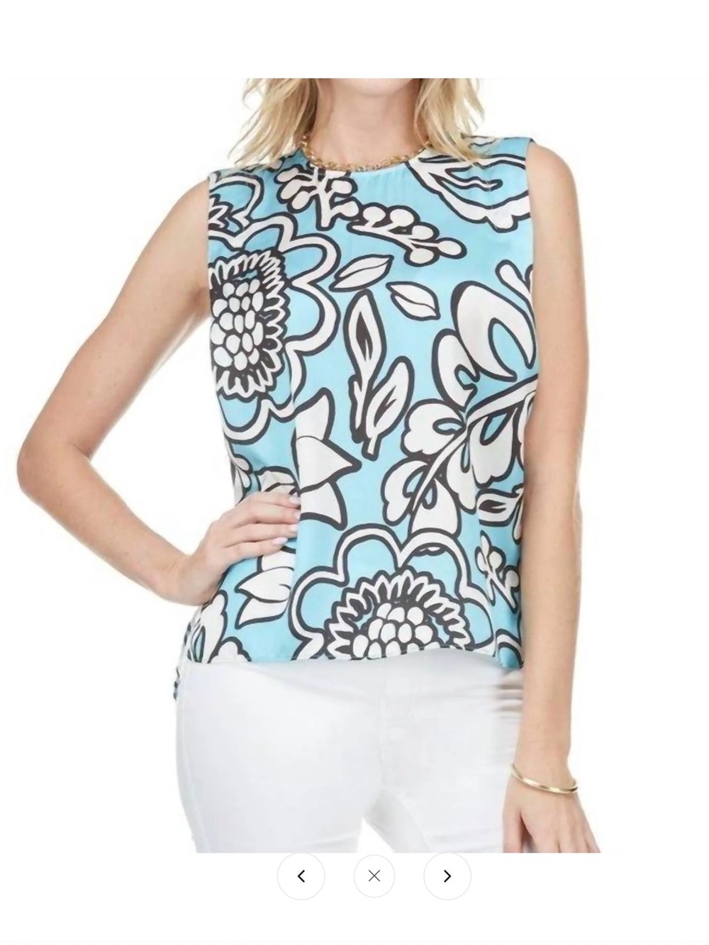 NWT Jade Aqua Floral Print Sleeveless Boutique Top